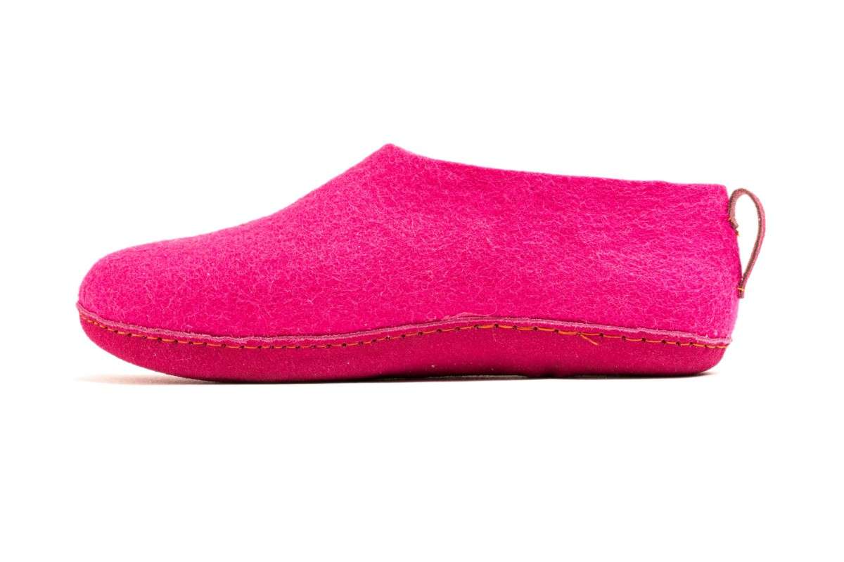Scarpe Da Interni Con Suola In Cuoio - Fucsia