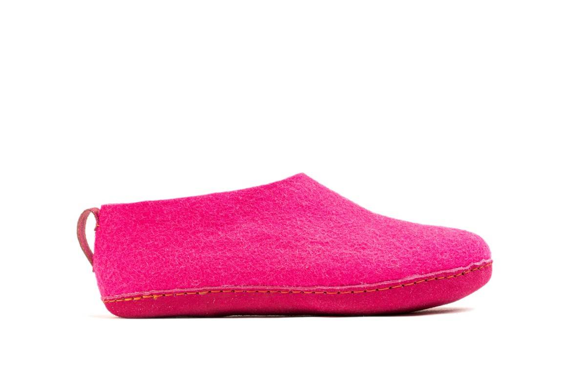 Scarpe Da Interni Con Suola In Cuoio - Fucsia