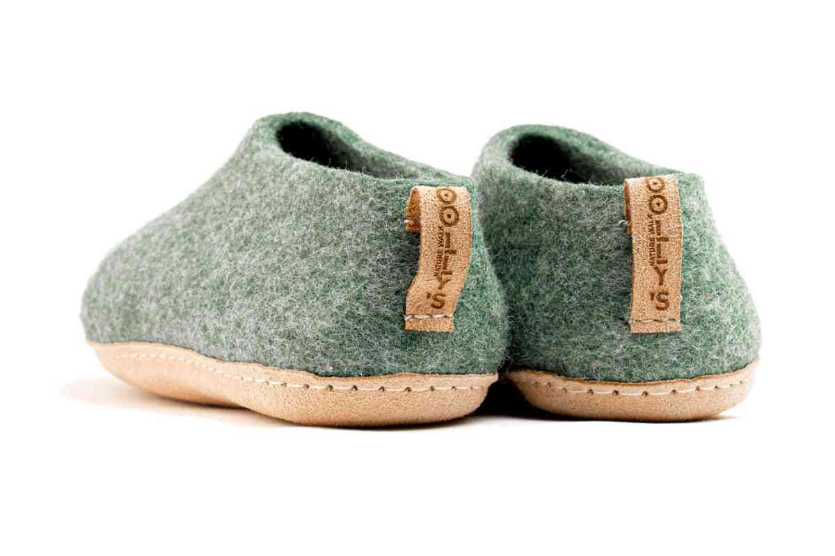 Scarpe Da Interni Con Suola In Cuoio - Verde Giungla