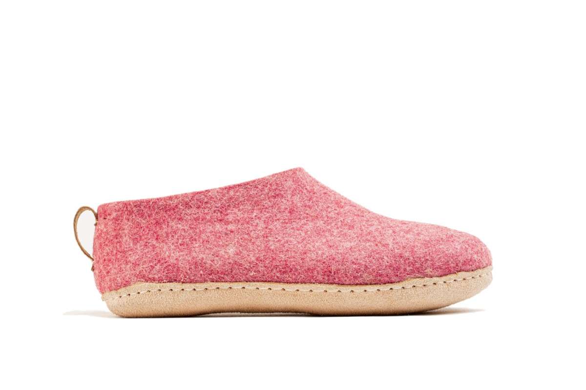 Scarpe Da Interni Con Suola In Cuoio - Rosa Ciliegia