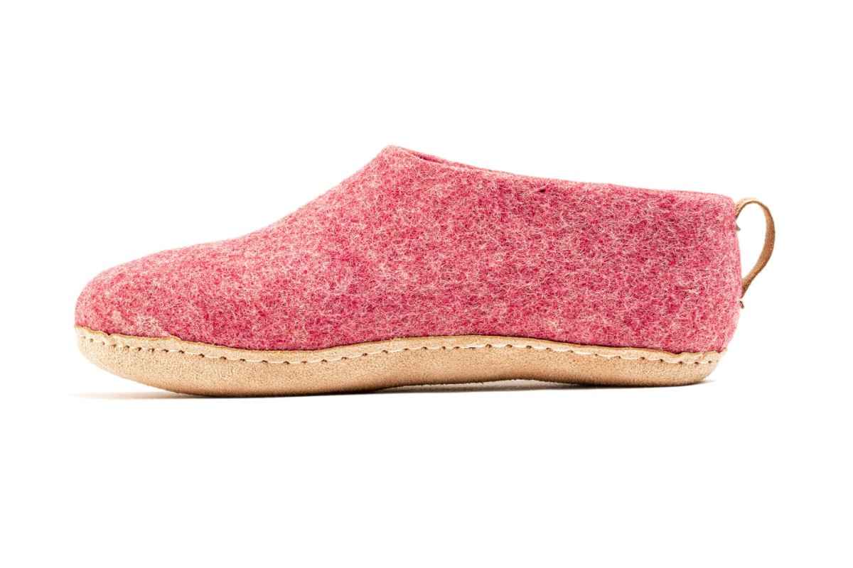 Scarpe Da Interni Con Suola In Cuoio - Rosa Ciliegia