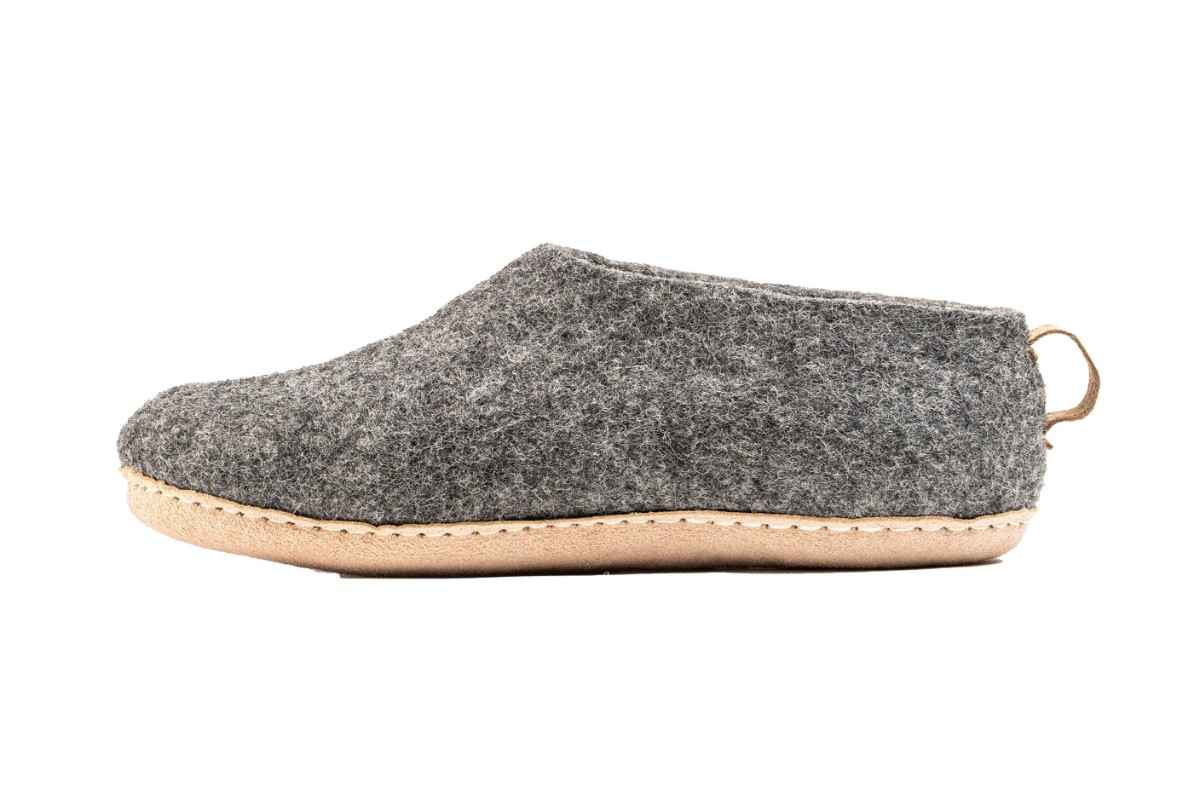 Scarpe Da Interni Con Suola In Cuoio - Carbone