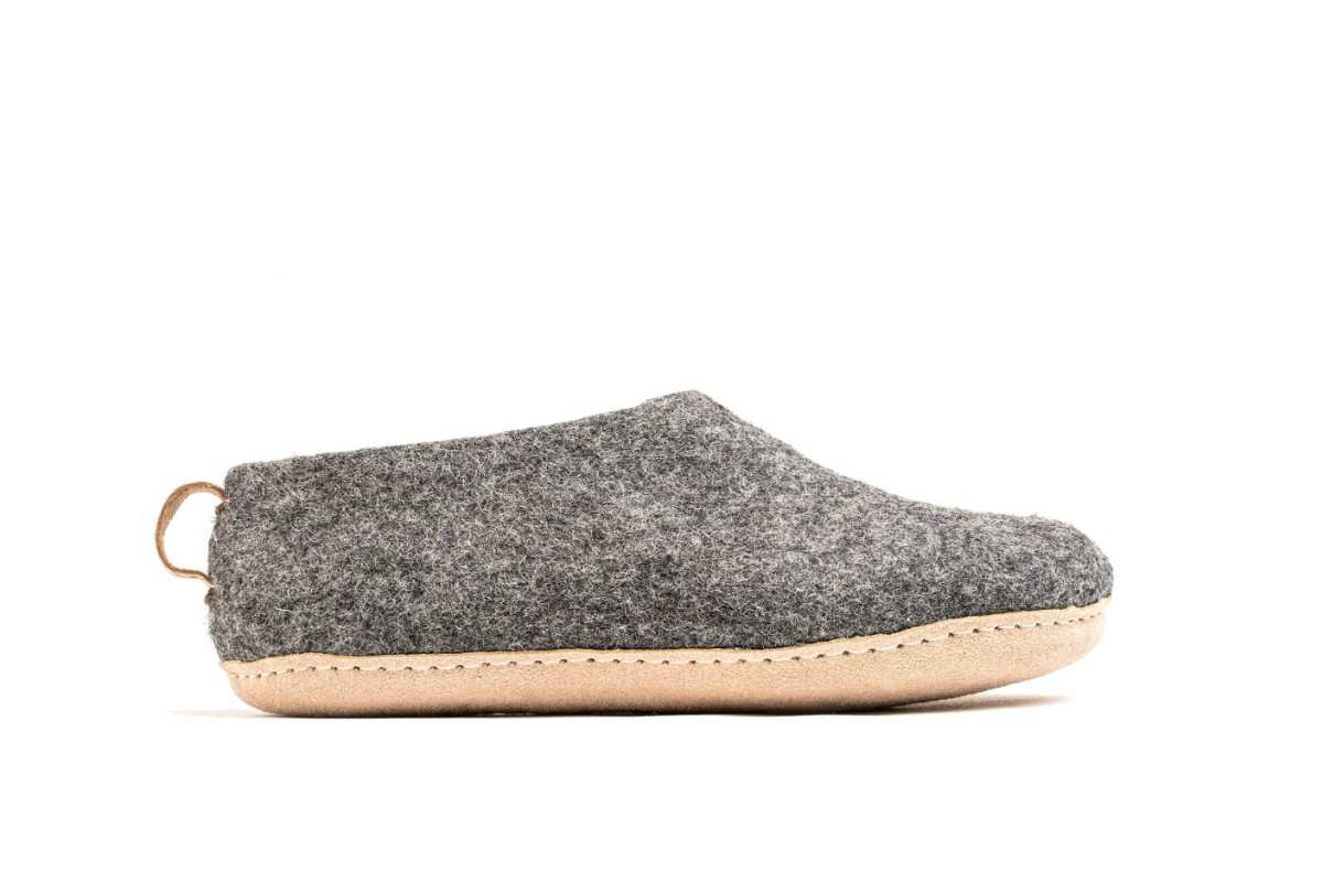 Scarpe Da Interni Con Suola In Cuoio - Carbone