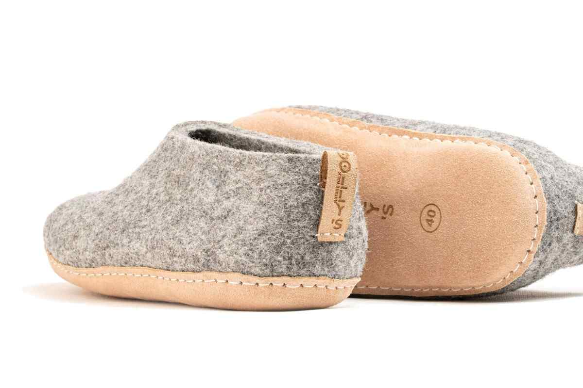 Scarpe Da Interni Con Suola In Cuoio - Grigio Naturale