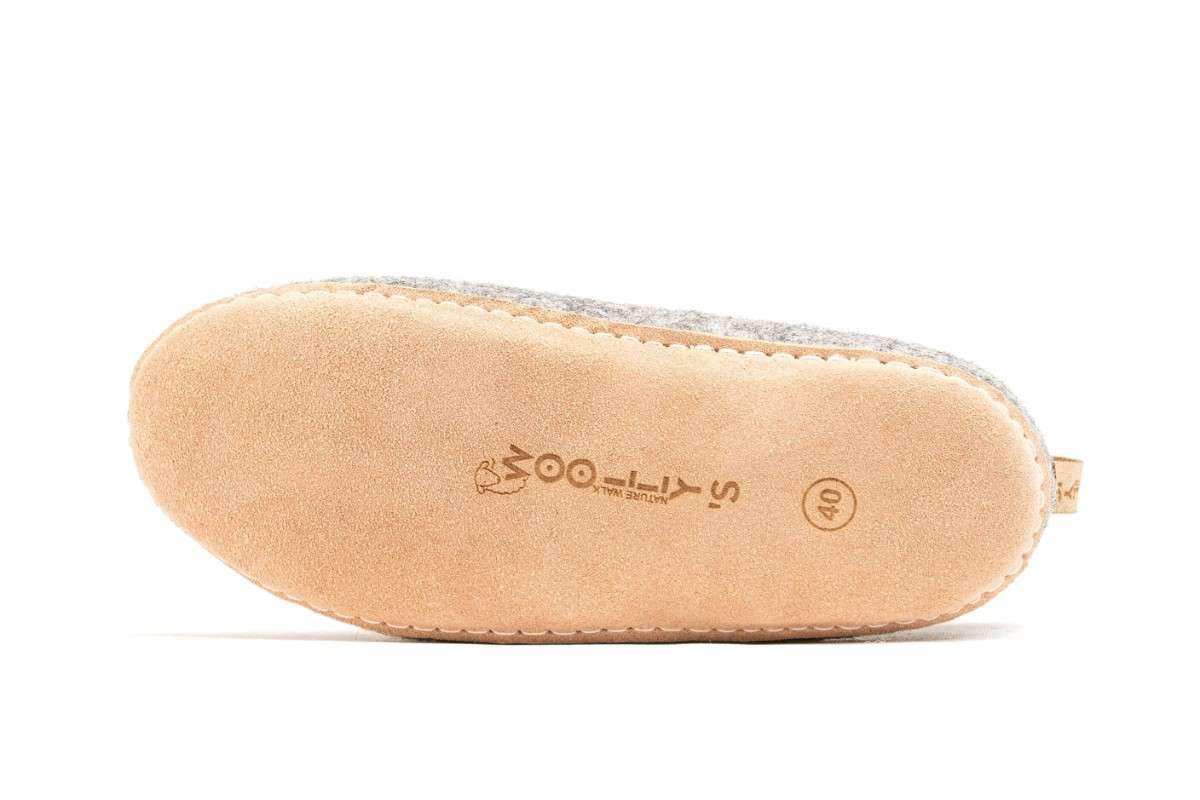 Scarpe Da Interni Con Suola In Cuoio - Grigio Naturale