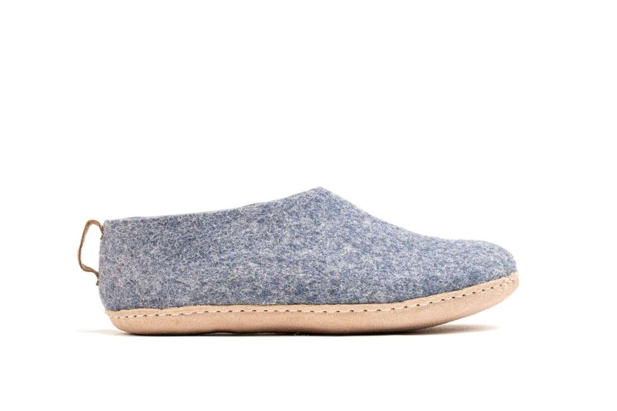 Scarpe Da Interni Con Suola In Cuoio - Denim