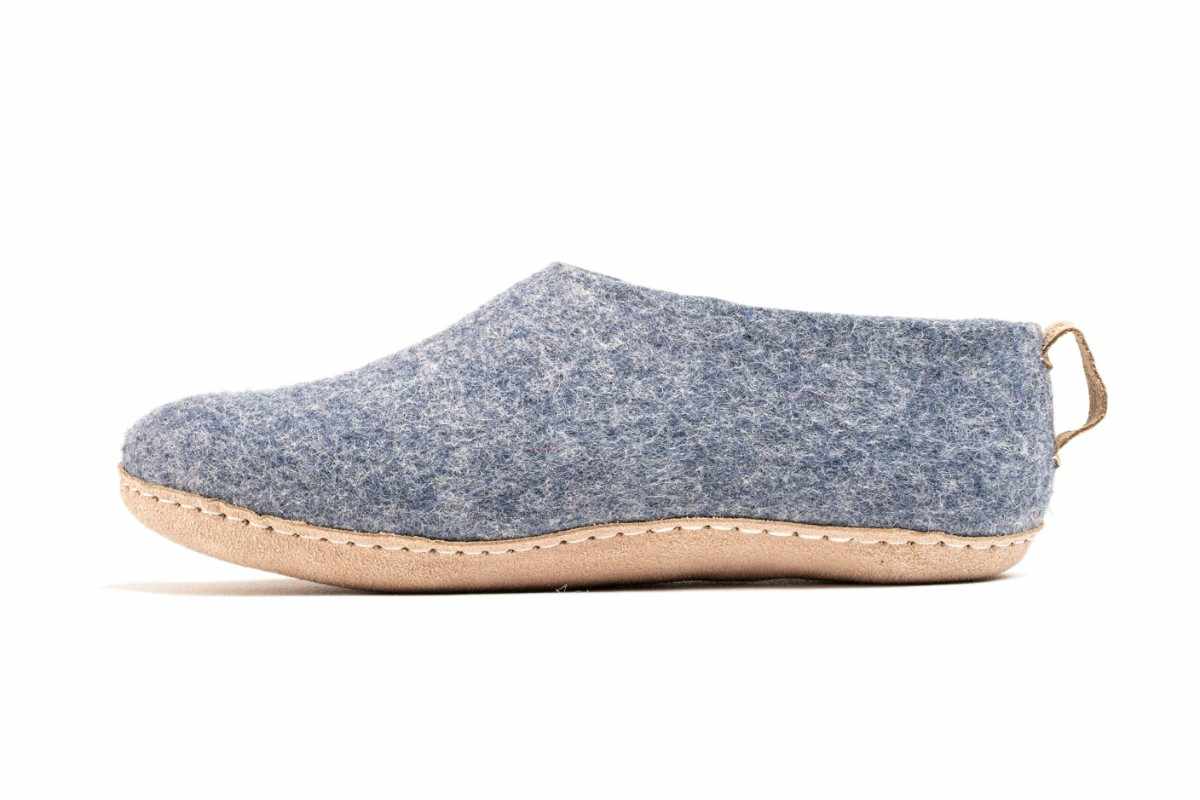 Scarpe Da Interni Con Suola In Cuoio - Denim