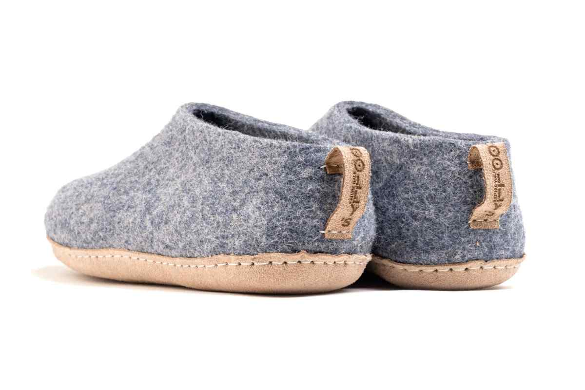 Scarpe Da Interni Con Suola In Cuoio - Denim