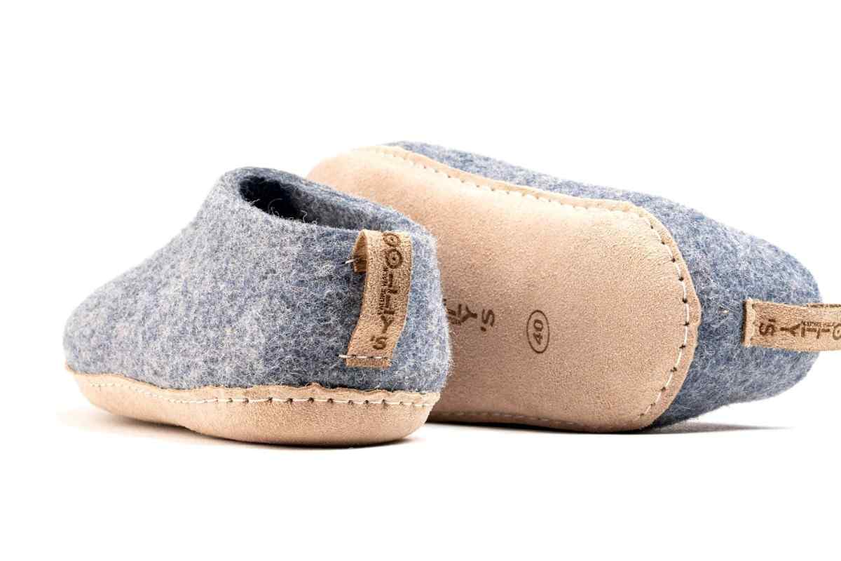 Scarpe Da Interni Con Suola In Cuoio - Denim
