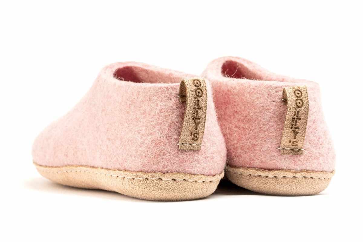Scarpe Da Interni Con Suola In Cuoio - Rosa Baby