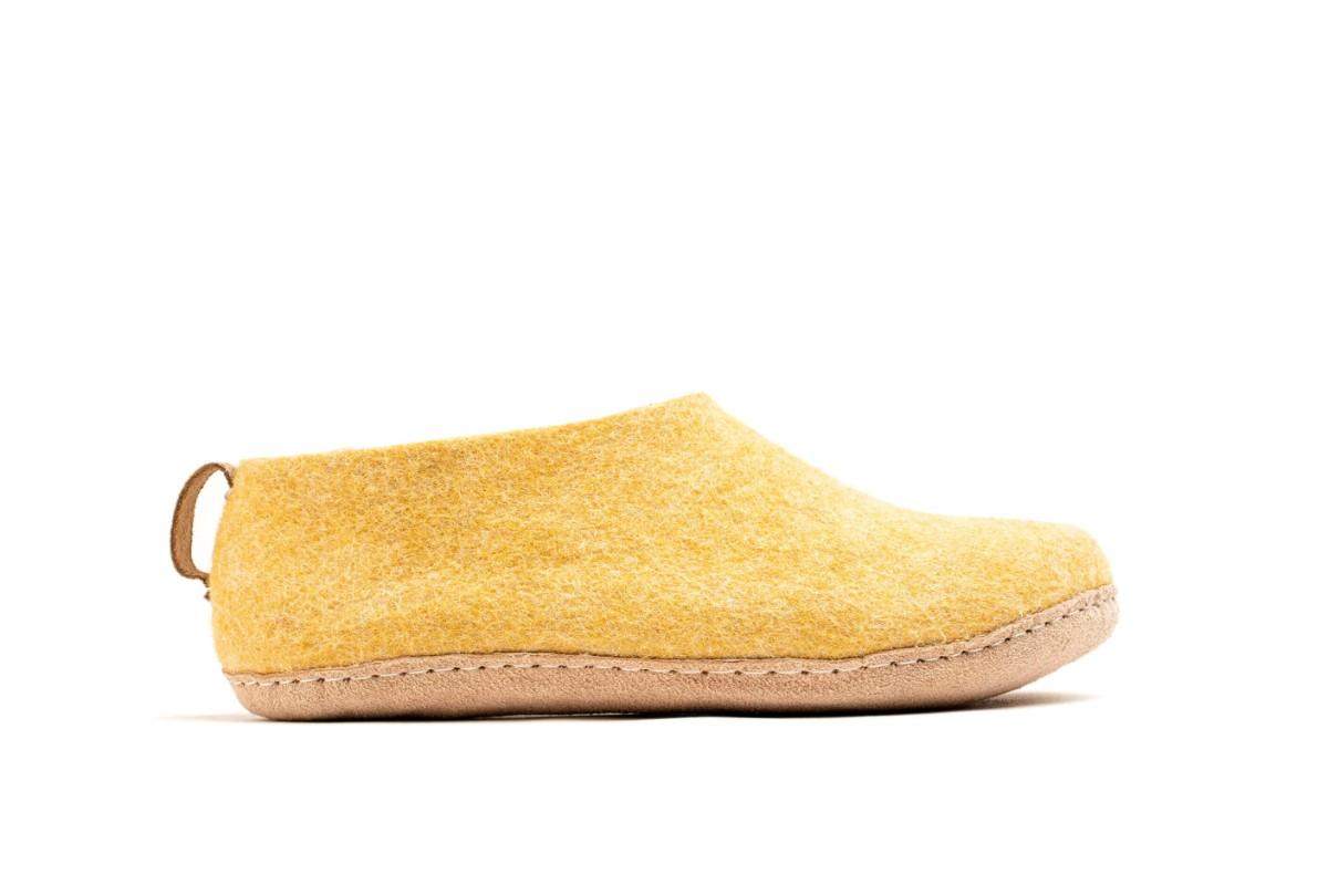Scarpe Da Interni Con Suola In Cuoio - Senape
