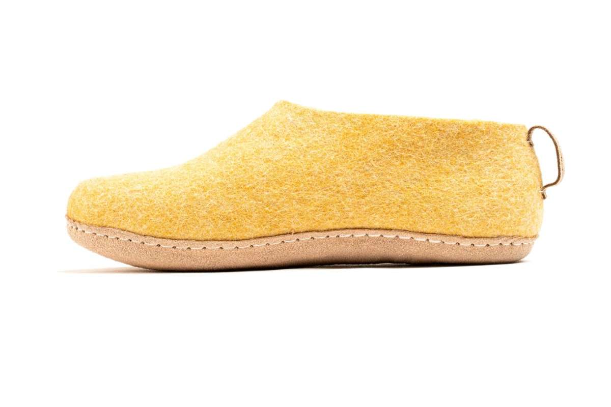 Scarpe Da Interni Con Suola In Cuoio - Senape