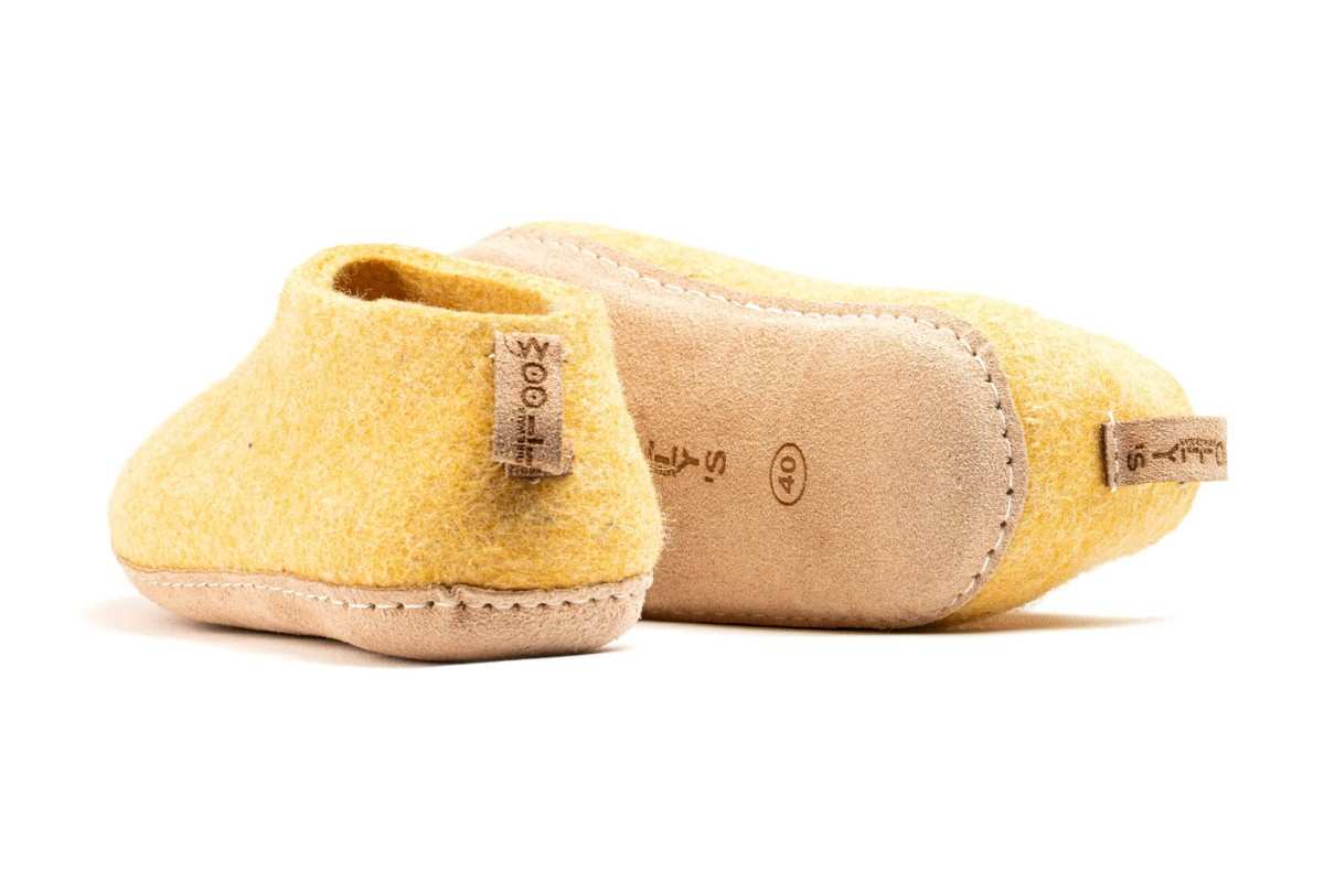 Scarpe Da Interni Con Suola In Cuoio - Senape