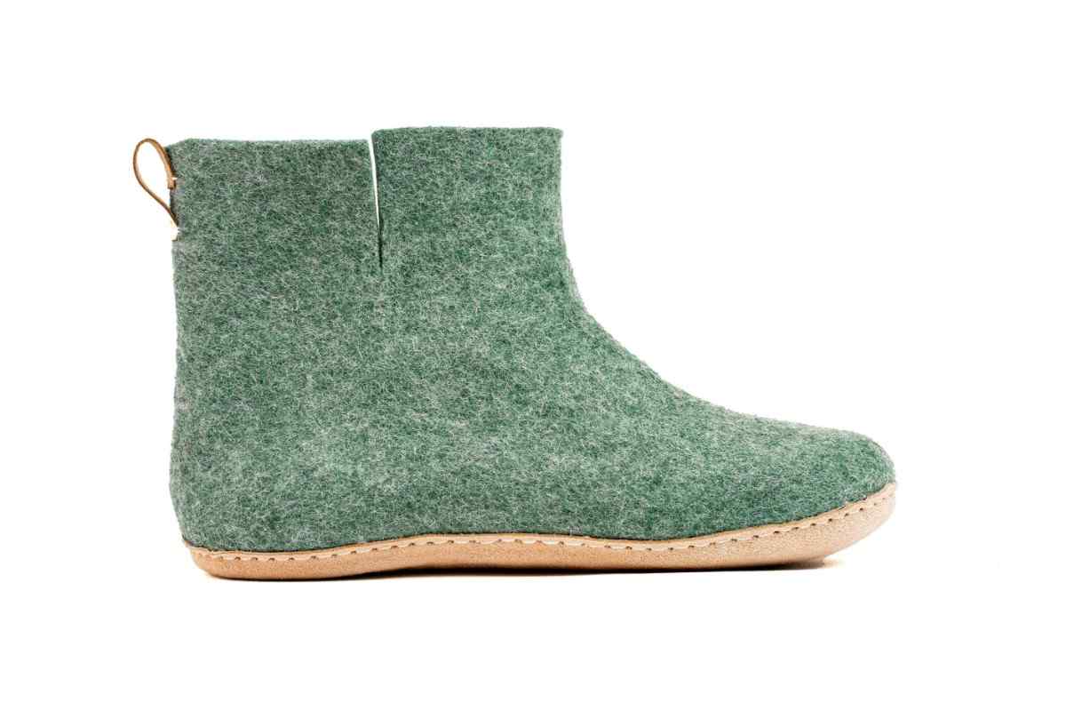 Woollyes Stivali Da Interno Con Suola In Cuoio  – Verde Giungla
