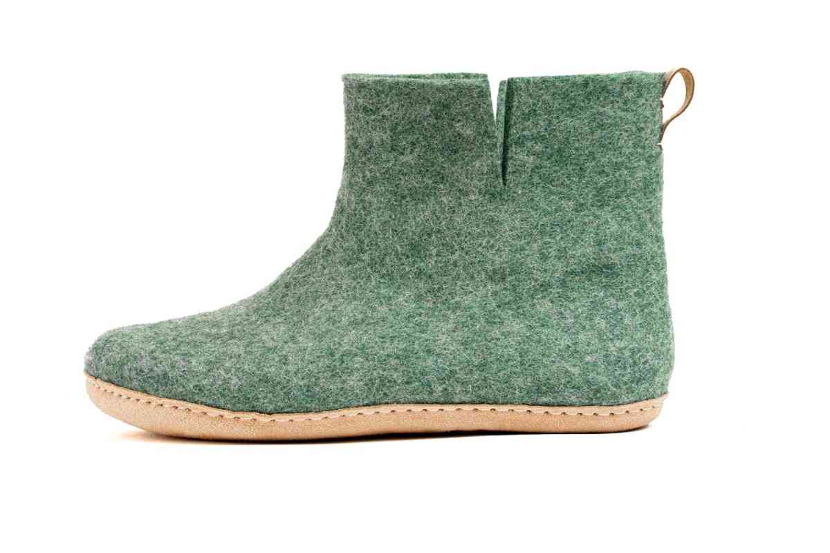Woollyes Stivali Da Interno Con Suola In Cuoio  – Verde Giungla
