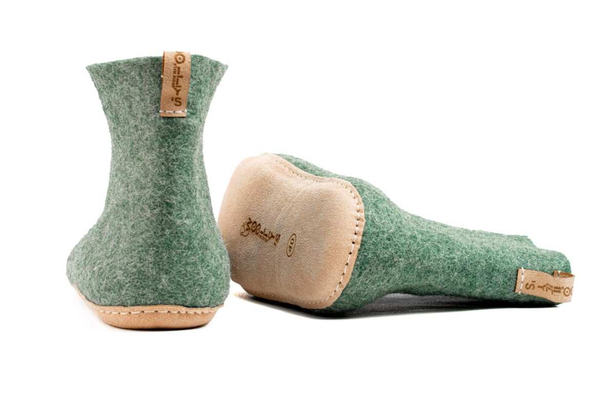 Woollyes Stivali Da Interno Con Suola In Cuoio  – Verde Giungla