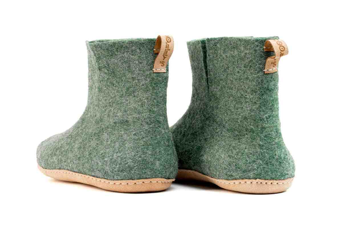 Woollyes Stivali Da Interno Con Suola In Cuoio  – Verde Giungla
