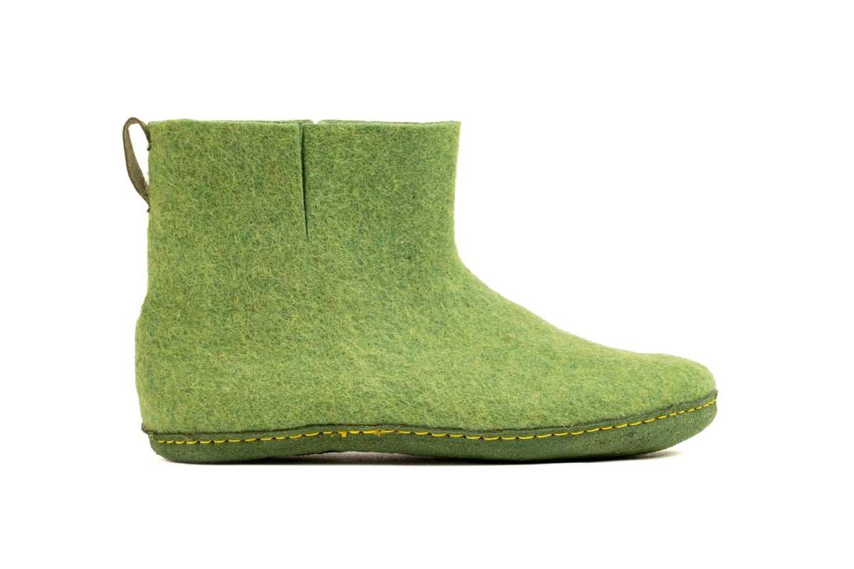 Woollyes Stivali Da Interno Con Suola In Cuoio  – Verde