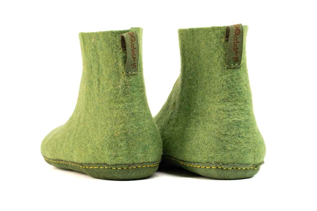 Woollyes Stivali Da Interno Con Suola In Cuoio  – Verde
