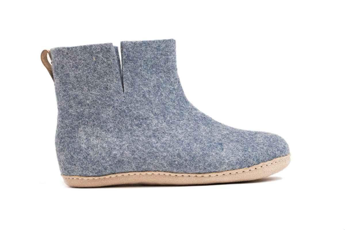Woollyes Stivali Da Interno Con Suola In Cuoio  – Denim