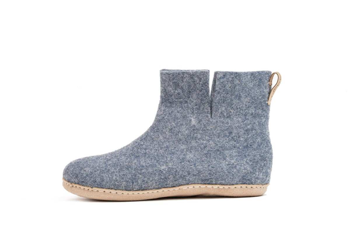 Woollyes Stivali Da Interno Con Suola In Cuoio  – Denim