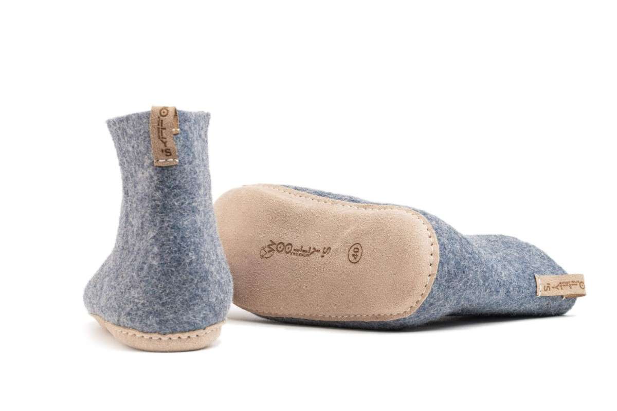 Woollyes Stivali Da Interno Con Suola In Cuoio  – Denim