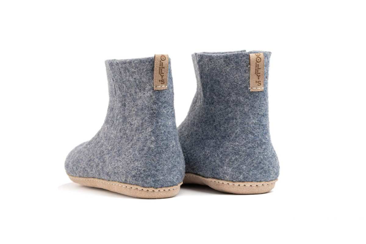 Woollyes Stivali Da Interno Con Suola In Cuoio  – Denim