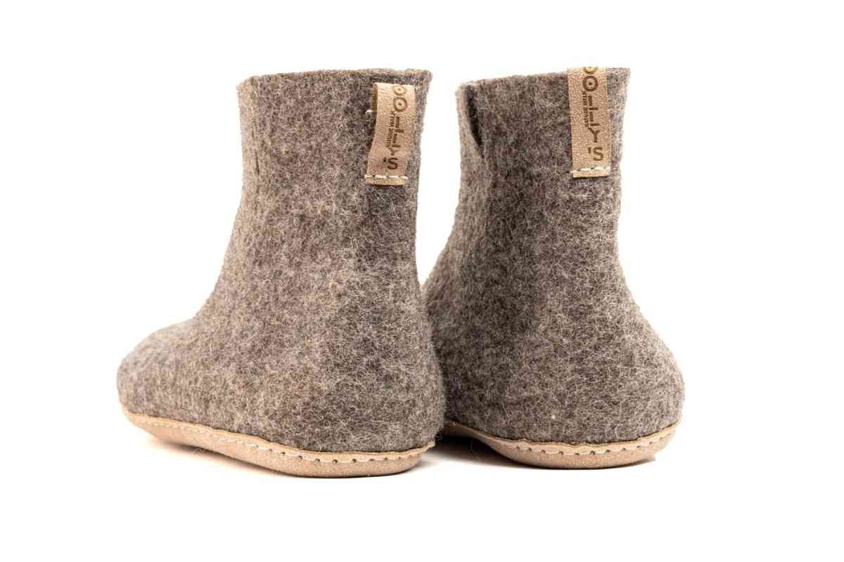 Woollyes Stivali Da Interno Con Suola In Cuoio  – Marrone Naturale