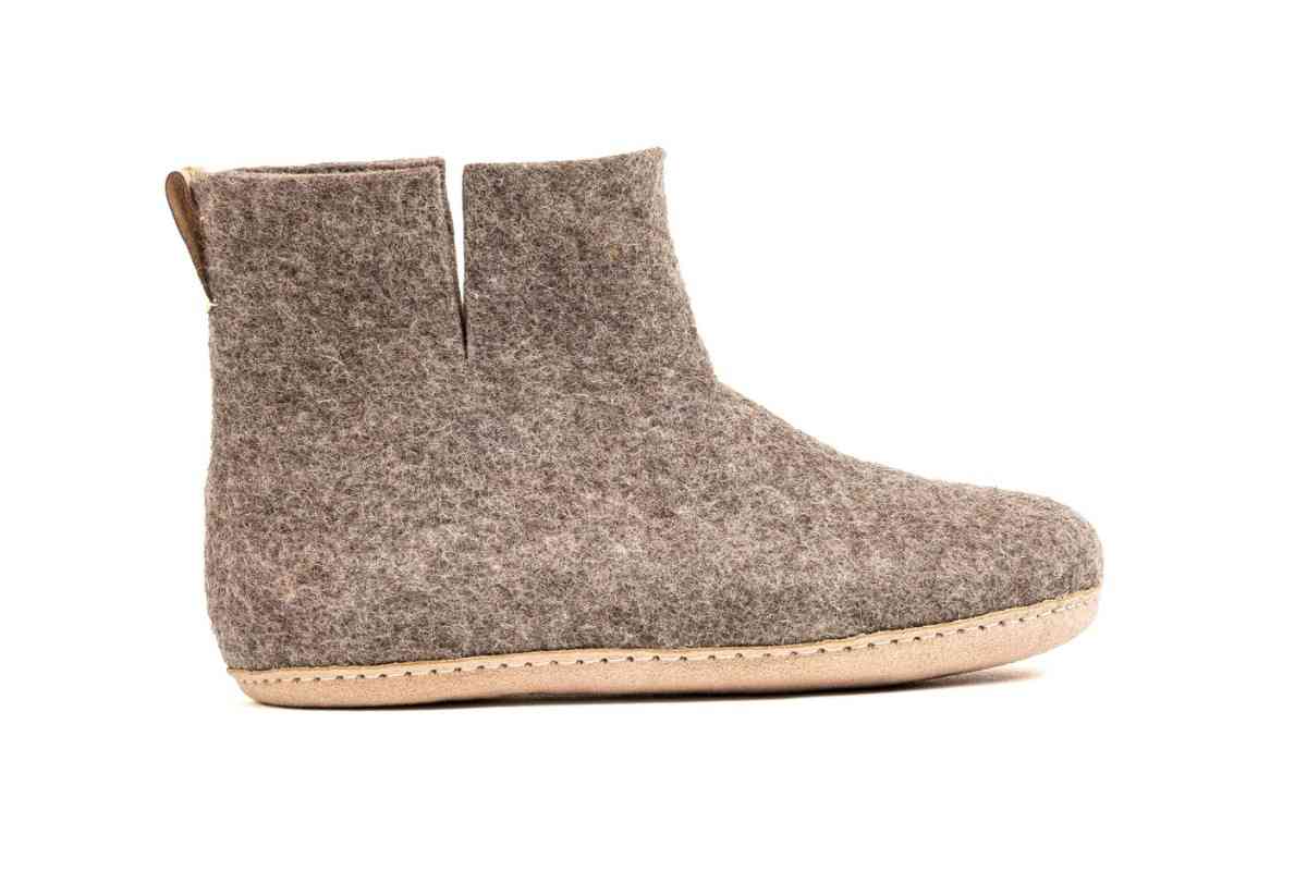 Woollyes Stivali Da Interno Con Suola In Cuoio  – Marrone Naturale