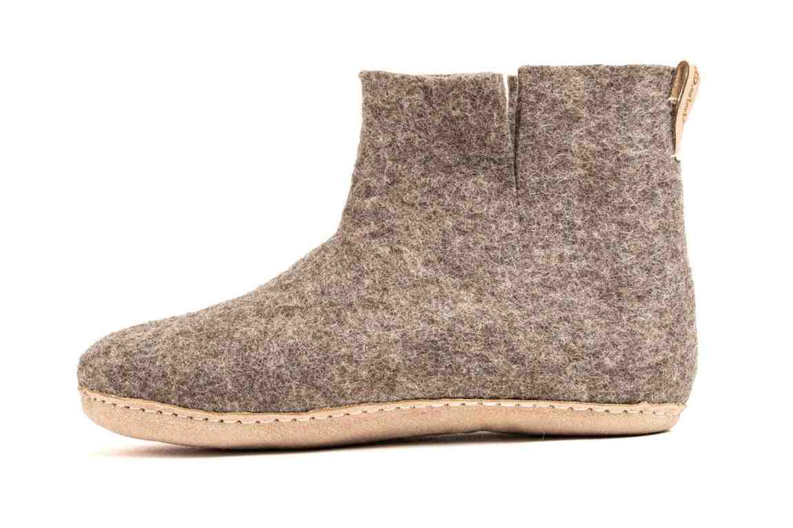 Woollyes Stivali Da Interno Con Suola In Cuoio  – Marrone Naturale