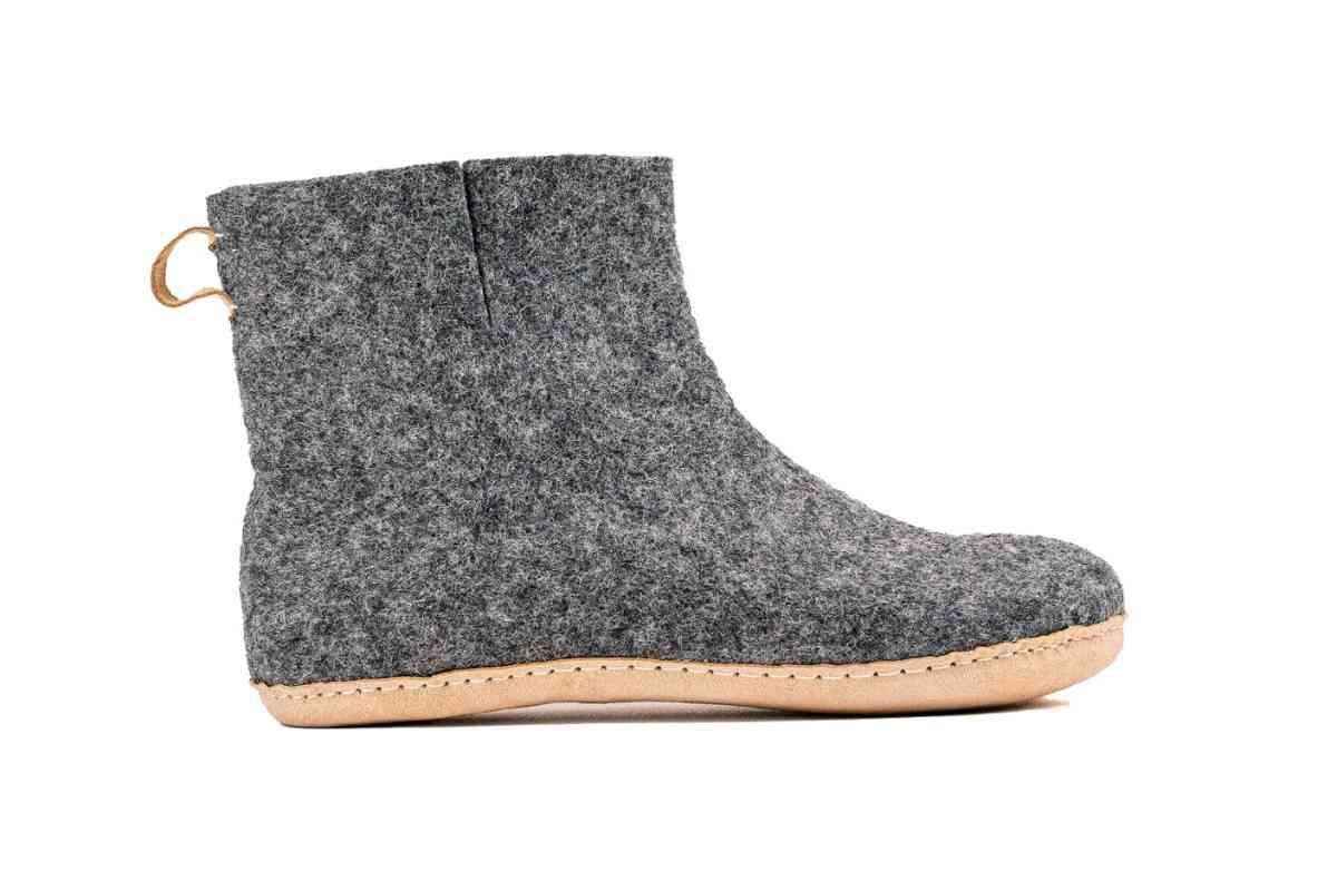Woollyes Stivali Da Interno Con Suola In Cuoio  – Carbone