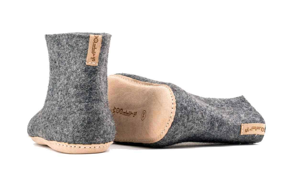 Woollyes Stivali Da Interno Con Suola In Cuoio  – Carbone