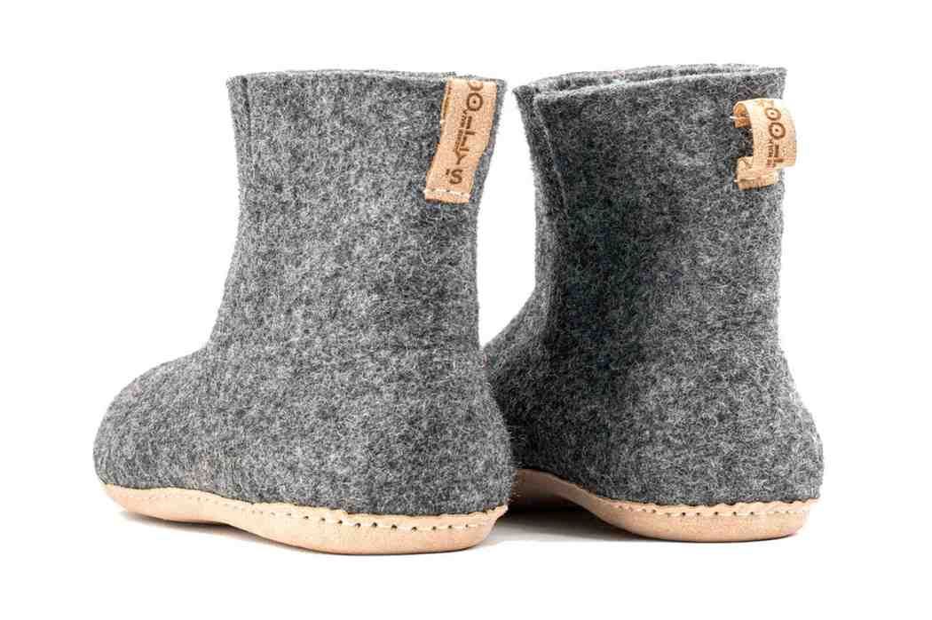 Woollyes Stivali Da Interno Con Suola In Cuoio  – Carbone
