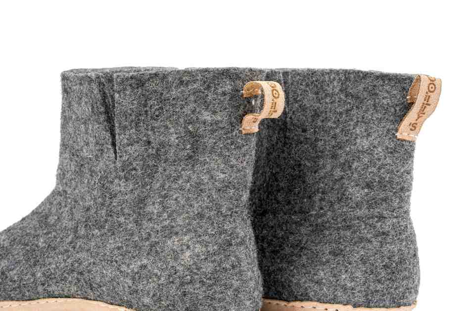 Woollyes Stivali Da Interno Con Suola In Cuoio  – Carbone