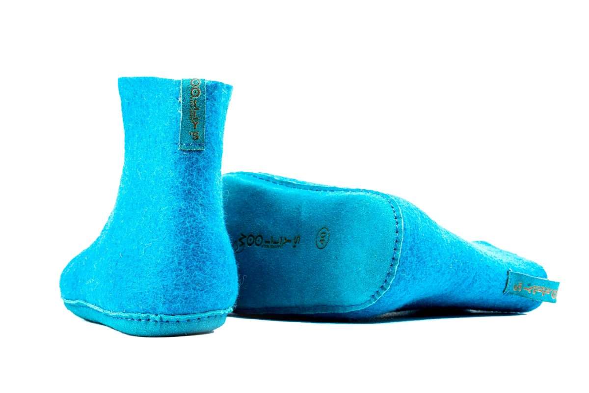 Woollyes Stivali Da Interno Con Suola In Cuoio  – Turchese