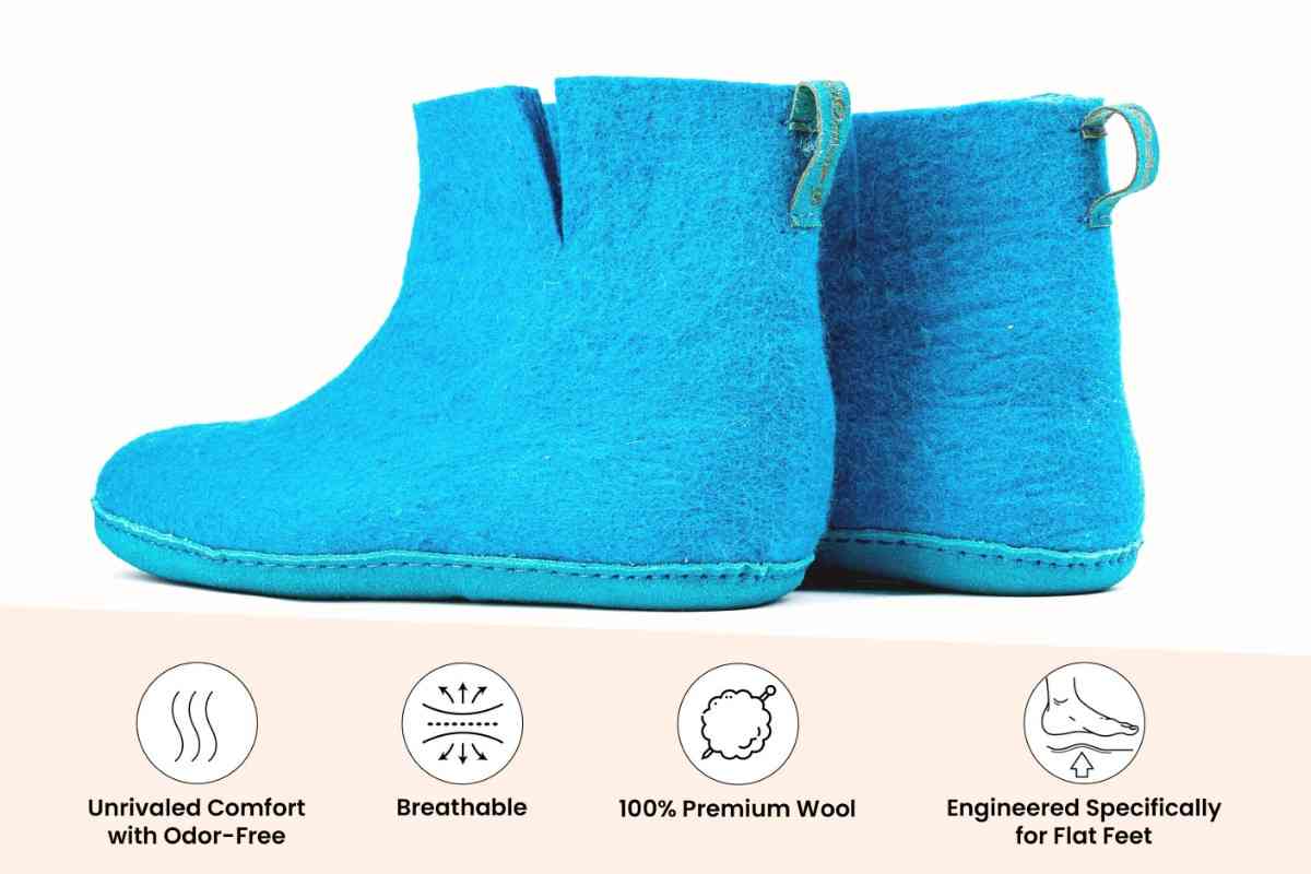 Woollyes Stivali Da Interno Con Suola In Cuoio  – Turchese