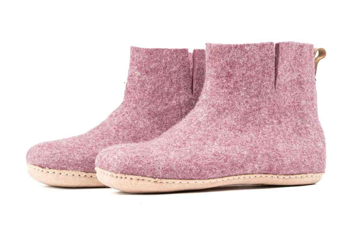 Woollyes Stivali Da Interno Con Suola In Cuoio  – Lavanda