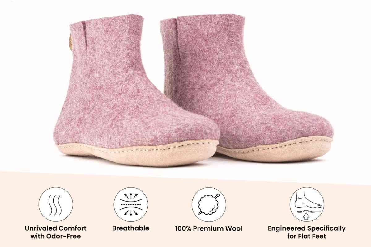 Woollyes Stivali Da Interno Con Suola In Cuoio  – Lavanda
