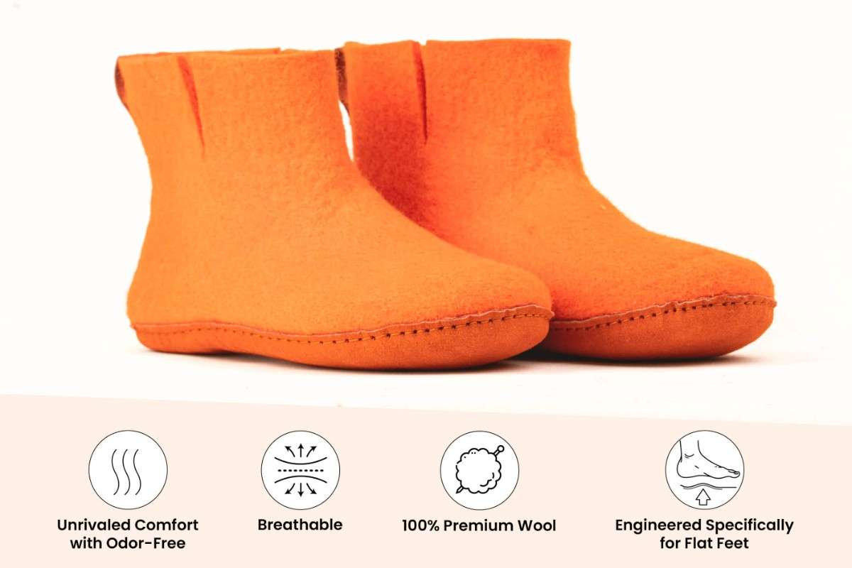 Woollyes Stivali Da Interno Con Suola In Cuoio  – Arancione