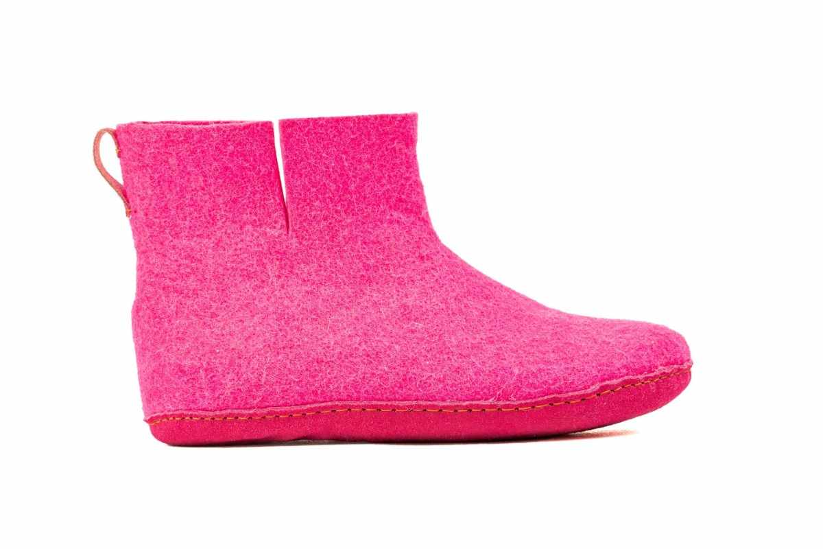 Woollyes Stivali Da Interno Con Suola In Cuoio  – Fucsia