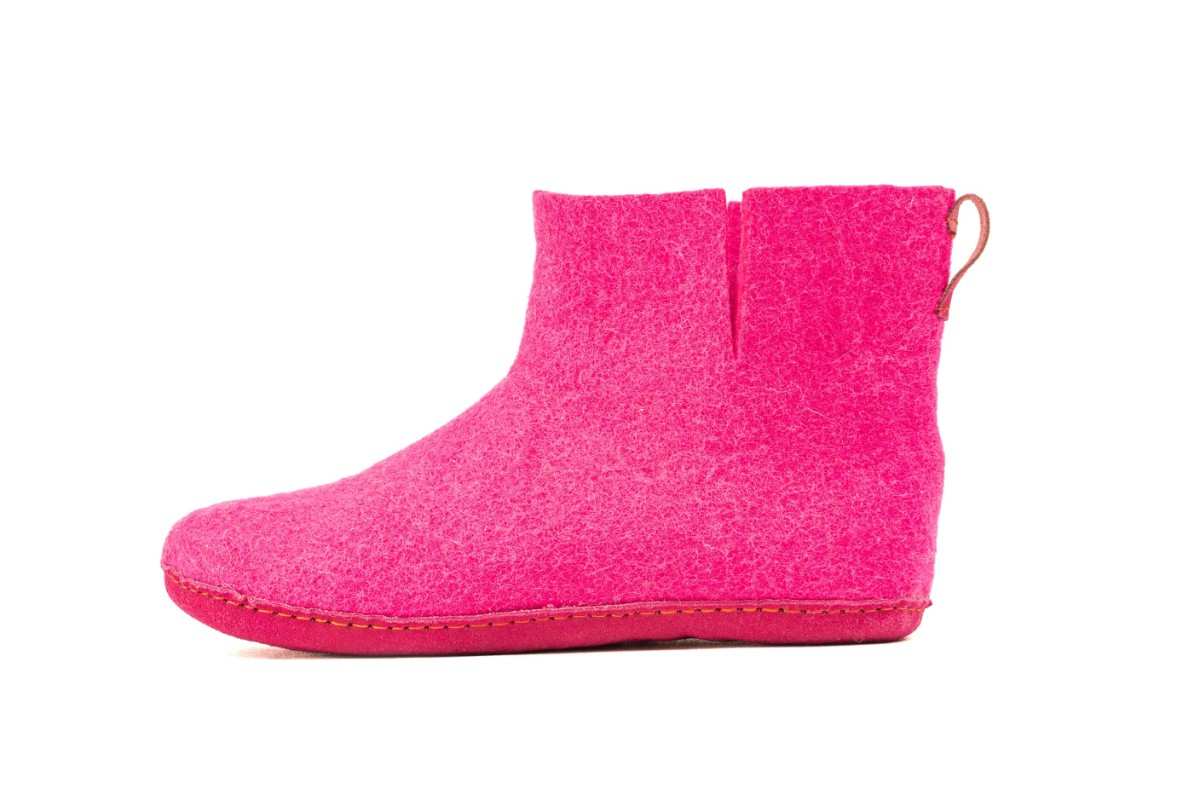 Woollyes Stivali Da Interno Con Suola In Cuoio  – Fucsia