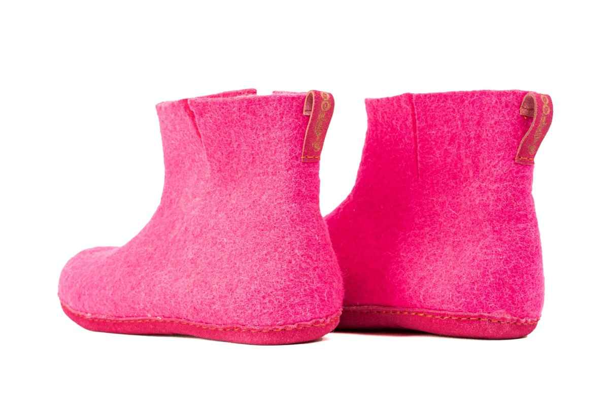 Woollyes Stivali Da Interno Con Suola In Cuoio  – Fucsia