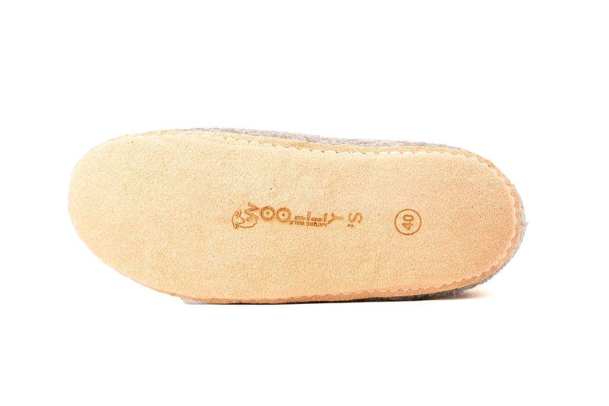 Woollyes Stivali Da Interno Con Suola In Cuoio  – Grigio Naturale