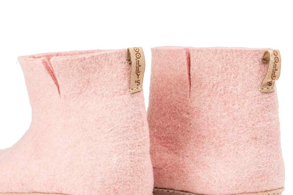 Woollyes Stivali Da Interno Con Suola In Cuoio  – Rosa Baby