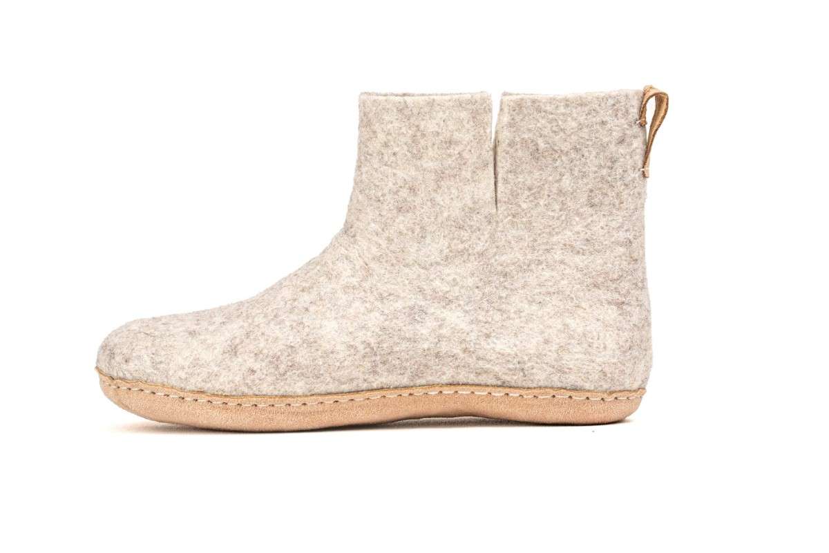 Woollyes Stivali Da Interno Con Suola In Cuoio  – Marrone Chiaro