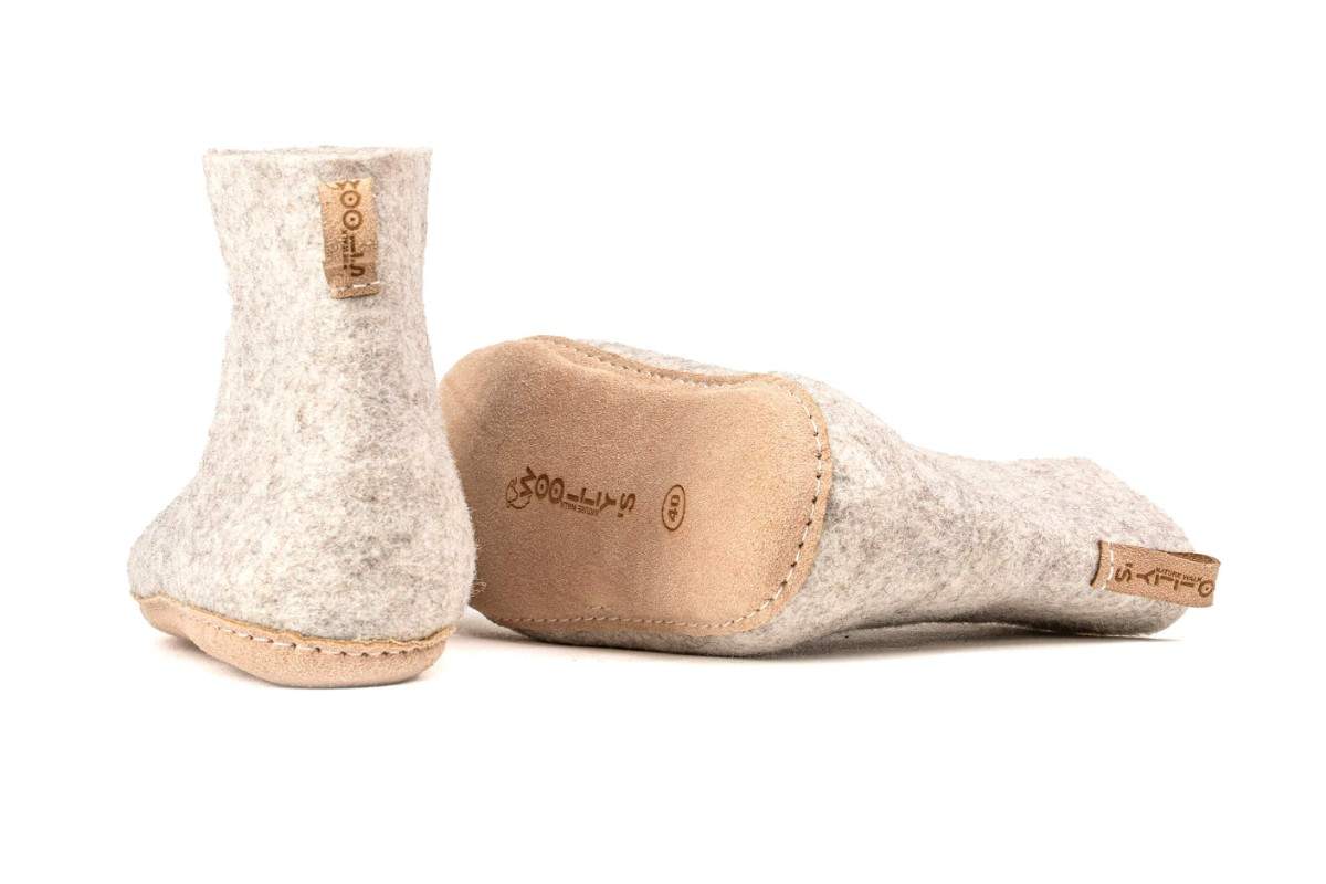 Woollyes Stivali Da Interno Con Suola In Cuoio  – Marrone Chiaro