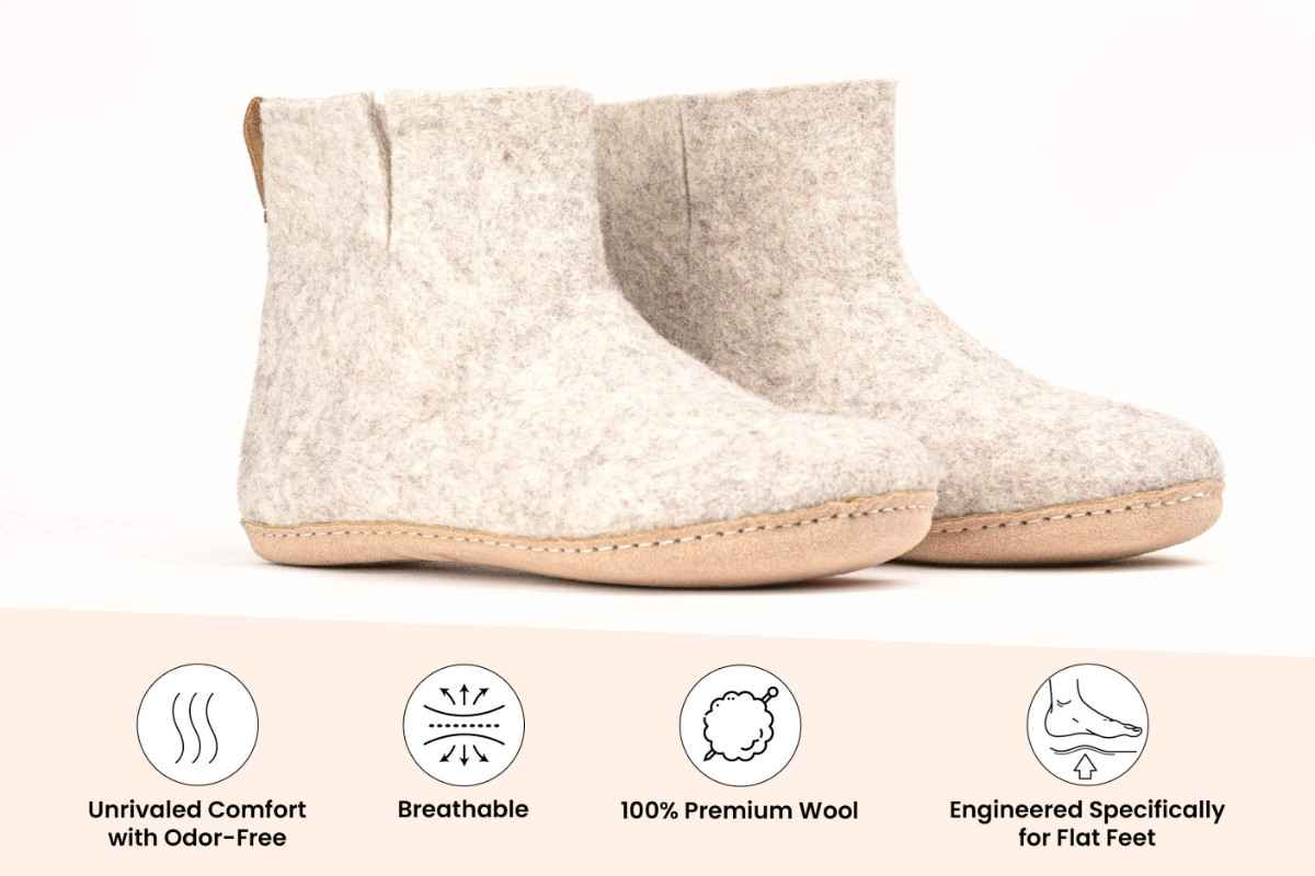Woollyes Stivali Da Interno Con Suola In Cuoio  – Marrone Chiaro