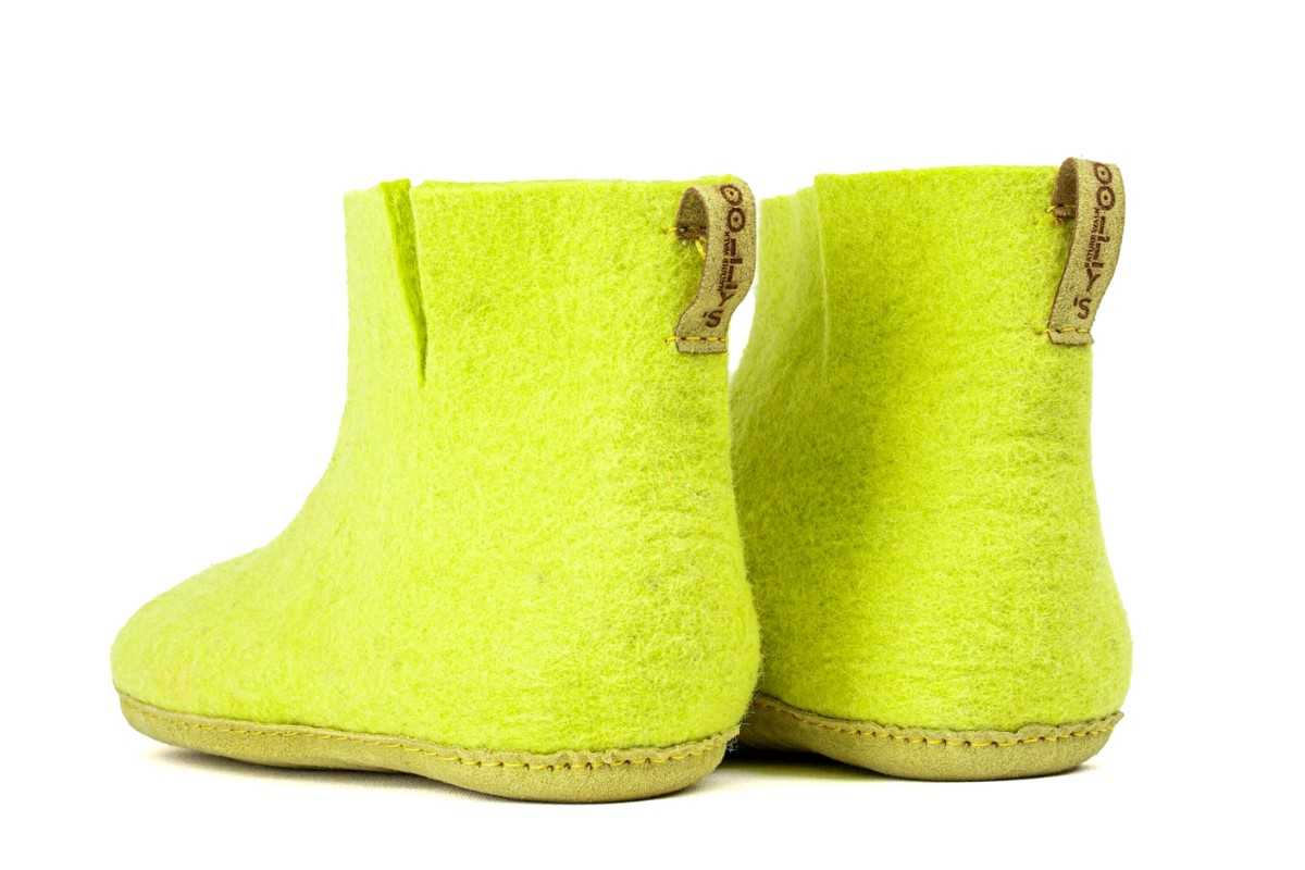 Woollyes Stivali Da Interno Con Suola In Cuoio  – Verde Lime