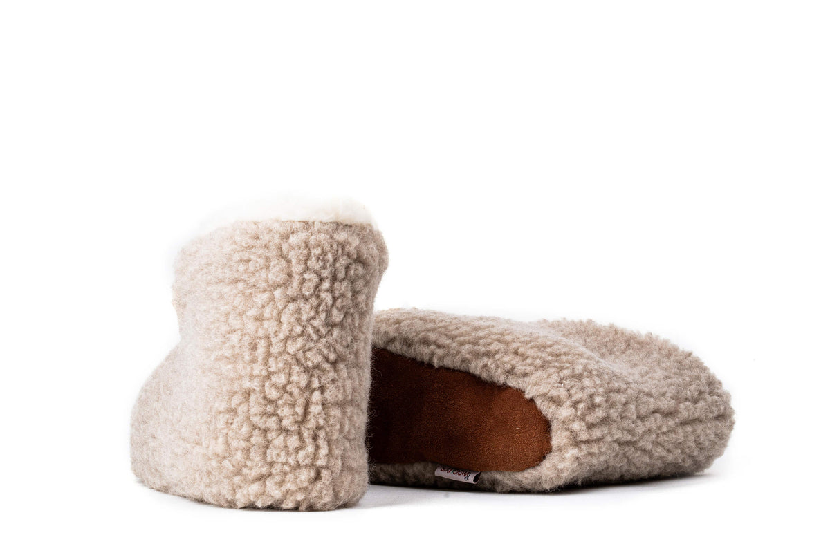 Sherpa Woollen Folding Shoes- Inside White /Outside Light Brown