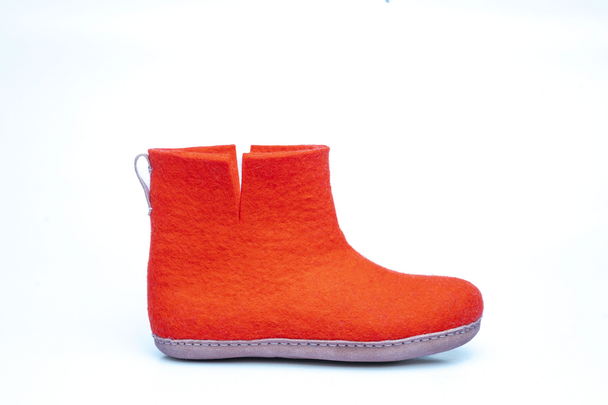 Woollyes Stivali Da Interno Con Suola In Cuoio  – Arancione